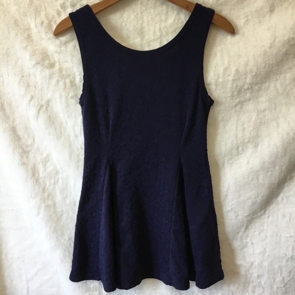 Navy Blue Heart Shape Detail Sleeveless Dress - Picture 8 of 8